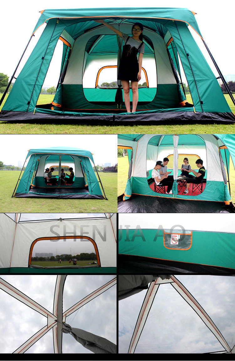 Cheap Goat Tents Outdoor Double Deck Two Bedrooms And Four Seasons Camping Waterproof Tent 8